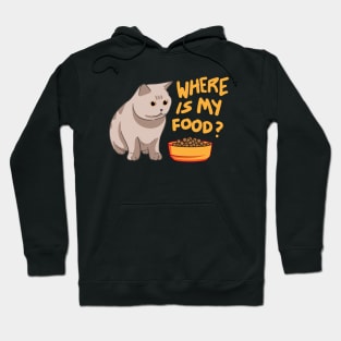 Illustration of a fat gray cat looking for its food Hoodie